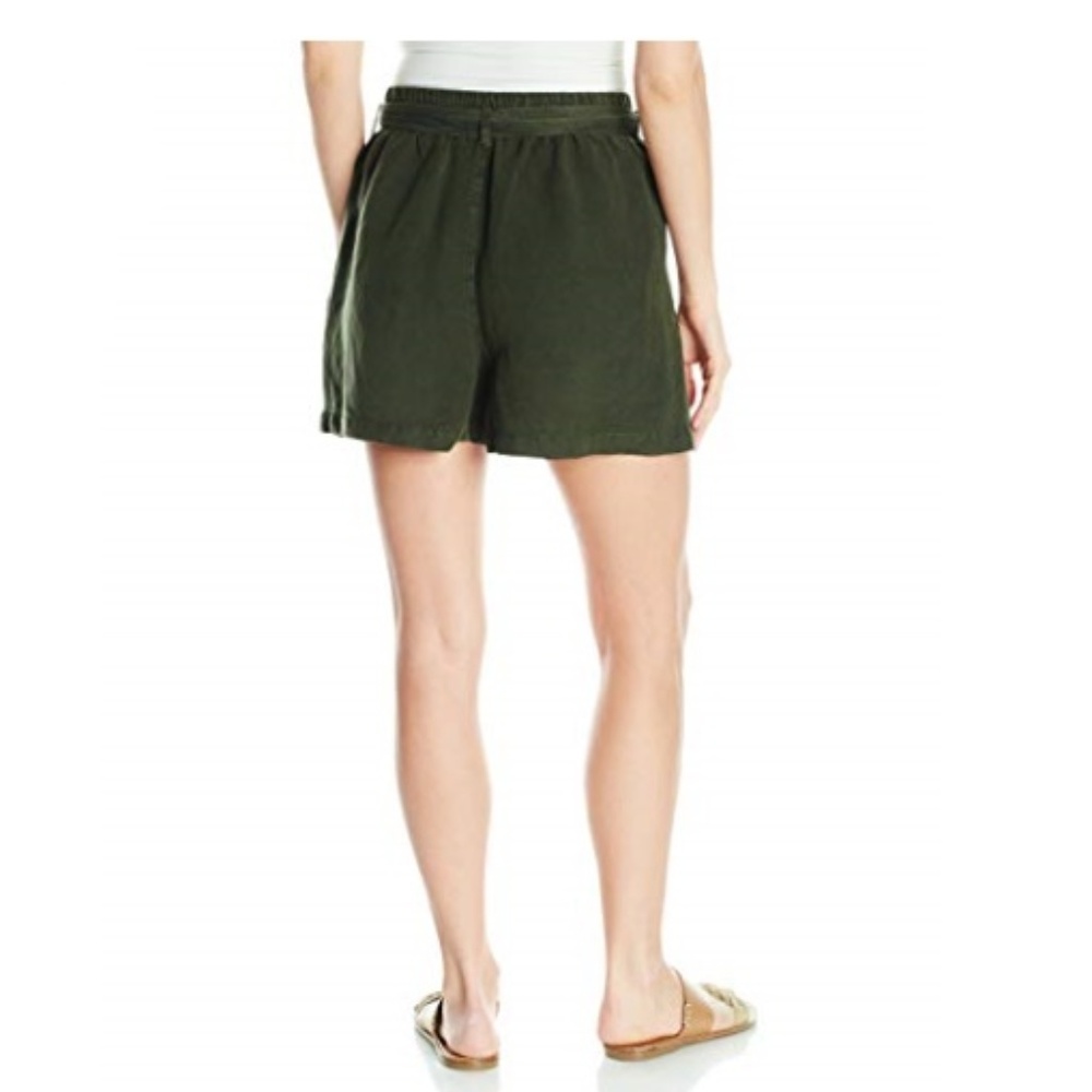 New Lucky Brand Olive Green Linen Tie Shorts - Picture 2 of 6